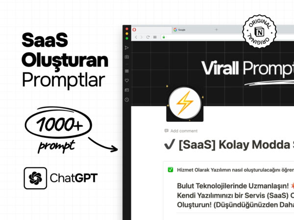 SAAS YARATICISI: Yazılım Dünyasına Adım Atmak İsteyenler için 1000+ Notion Promptları, ChatGPT/Gemini/Claude ile Uyumluluk